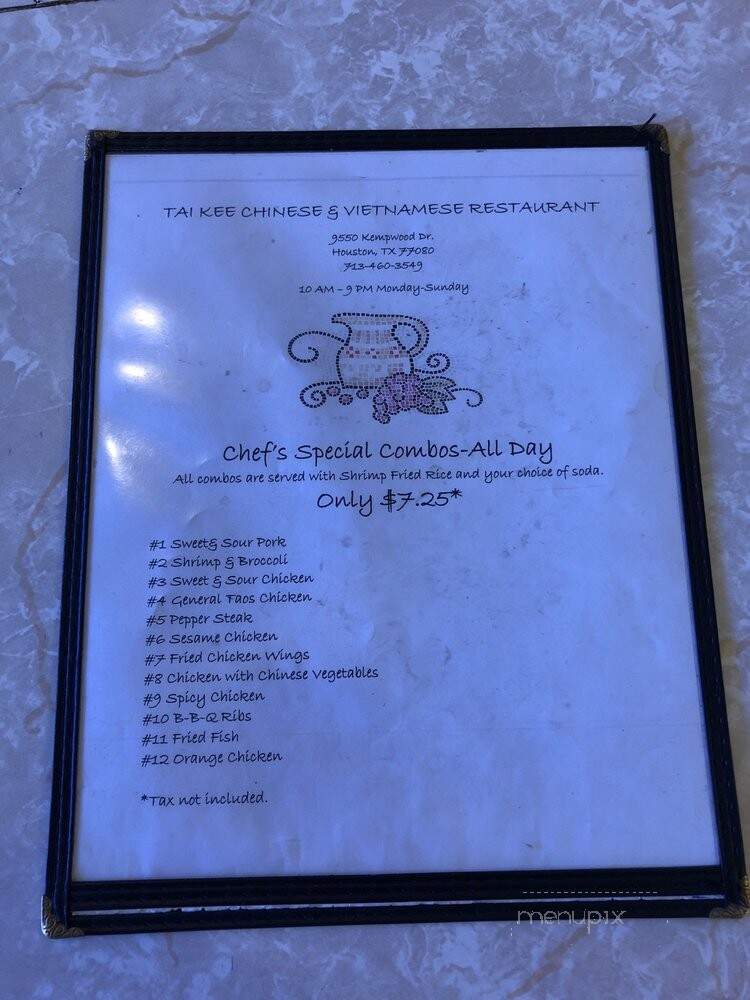 Tai Kee - Houston, TX menu_pic
