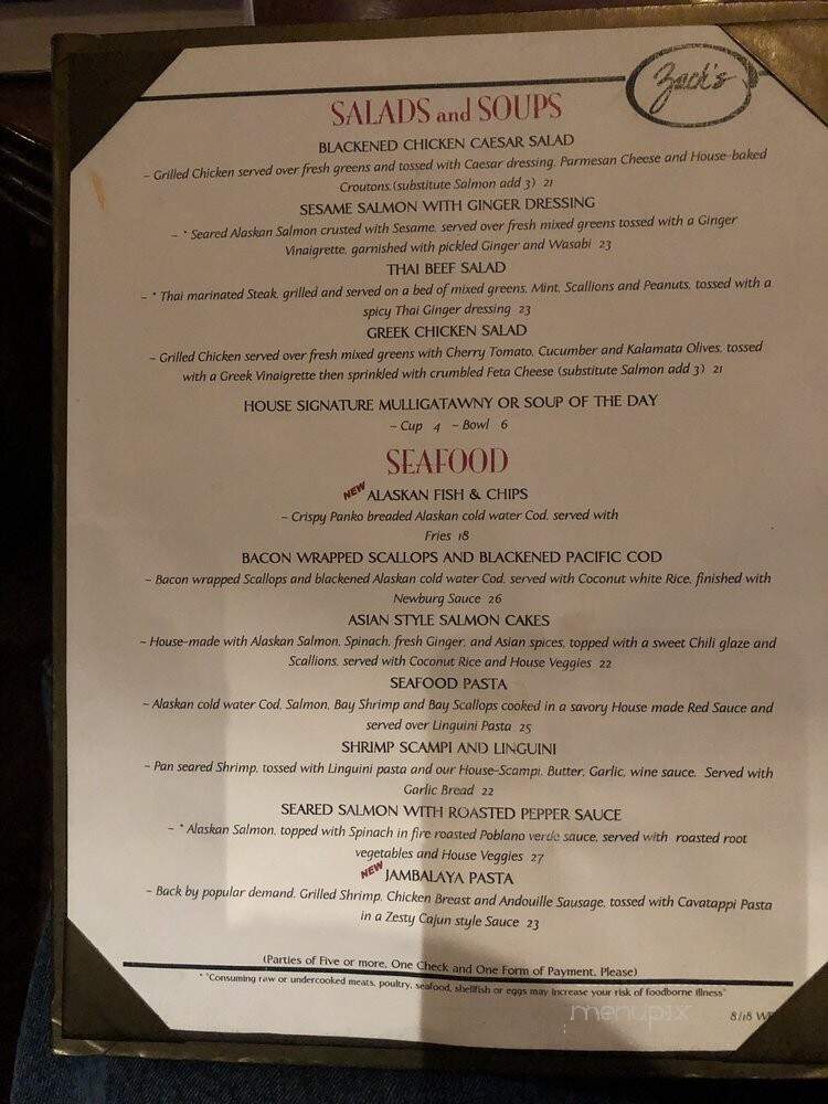 Zach's Shack - Houston, TX menu_pic
