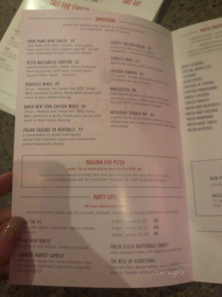 Streets Of New York - Scottsdale, AZ menu_pic