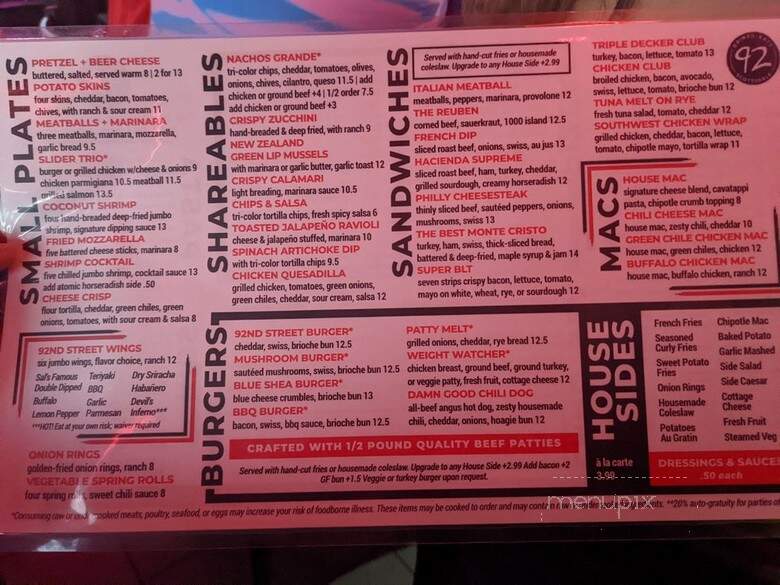 Ninety-Second Street Cafe - Scottsdale, AZ menu_pic
