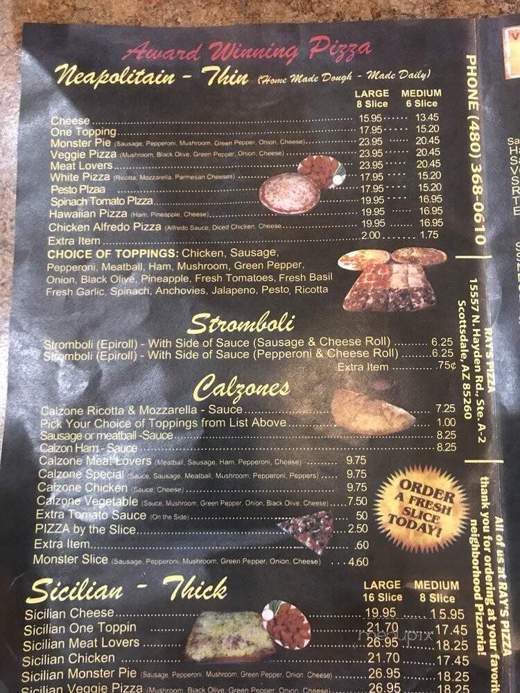 Ray's Pizza - Scottsdale, AZ menu_pic