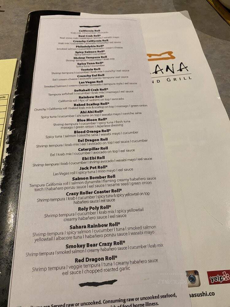 Sakana Restaurant - Scottsdale, AZ menu_pic