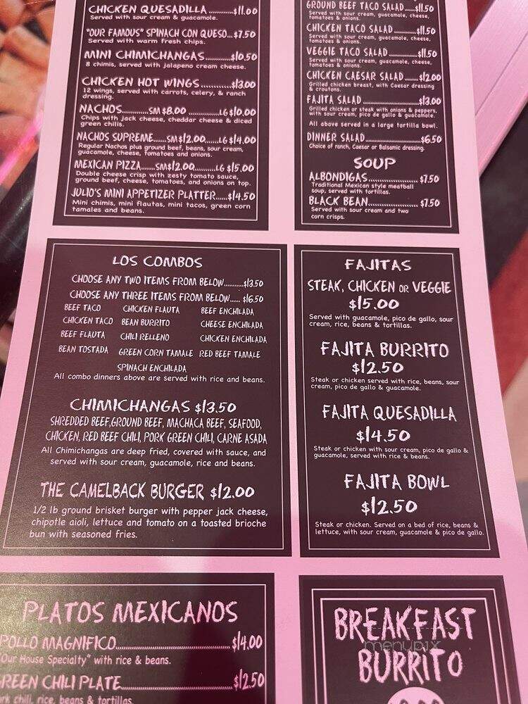 Julio's Too Mexican Restaurant - Scottsdale, AZ menu_pic