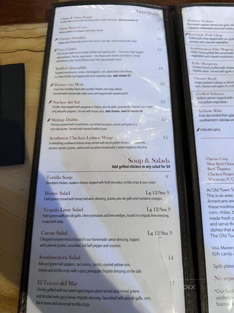Old Town Tortilla Factory - Scottsdale, AZ menu_pic