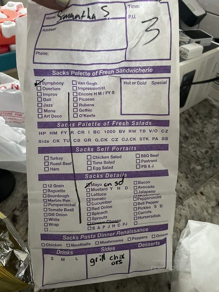 Sacks Art Of Sandwicherie - Tempe, AZ menu_pic