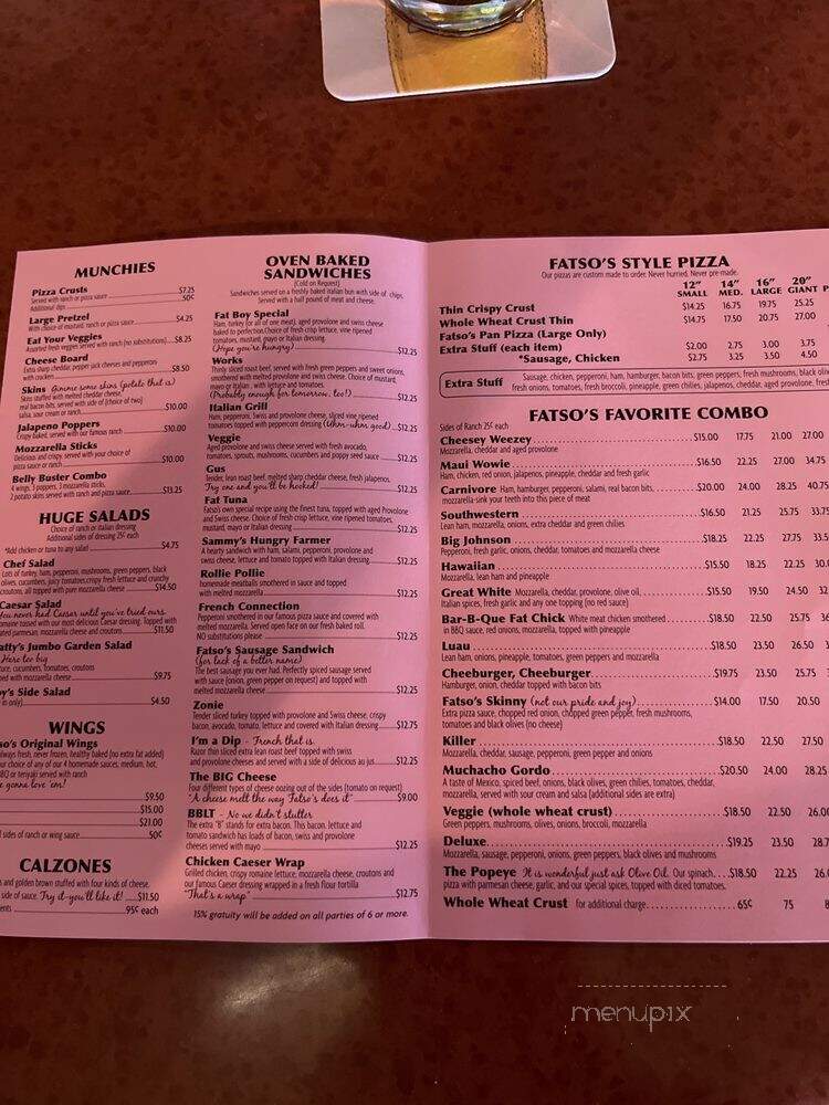 Fatso's Pizza - Phoenix, AZ menu_pic