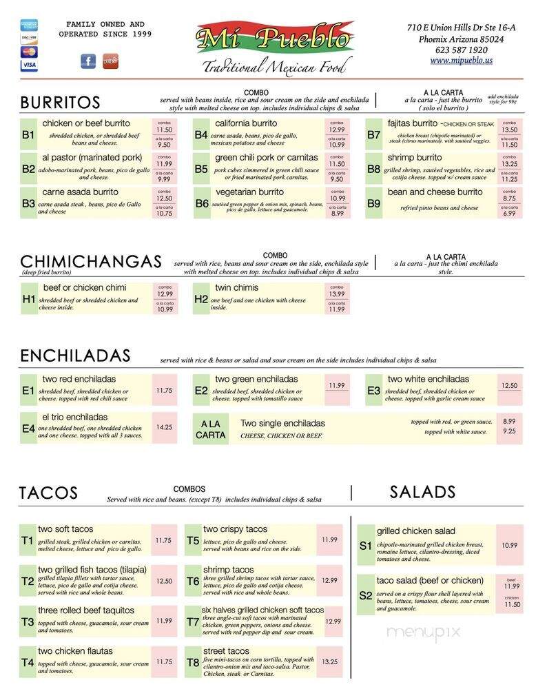 Mi Pueblo Mexican Food - Phoenix, AZ menu_pic