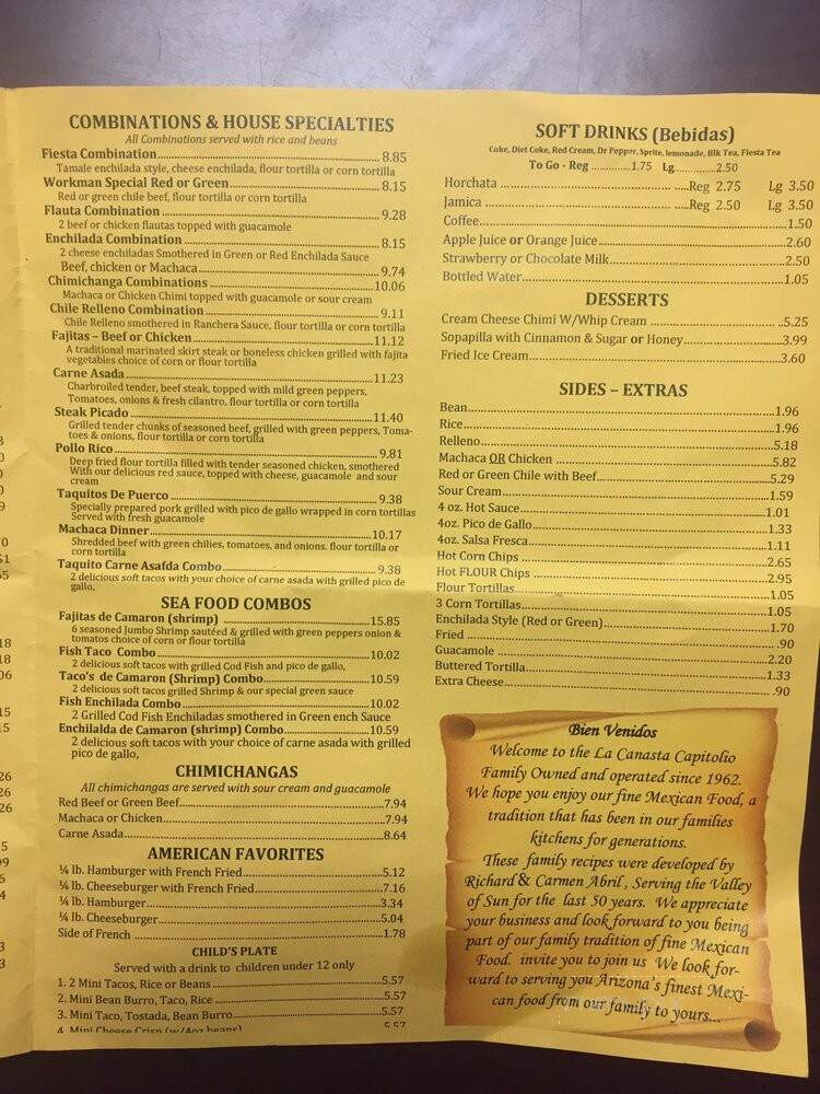 La Canasta Capitolio - Phoenix, AZ menu_pic