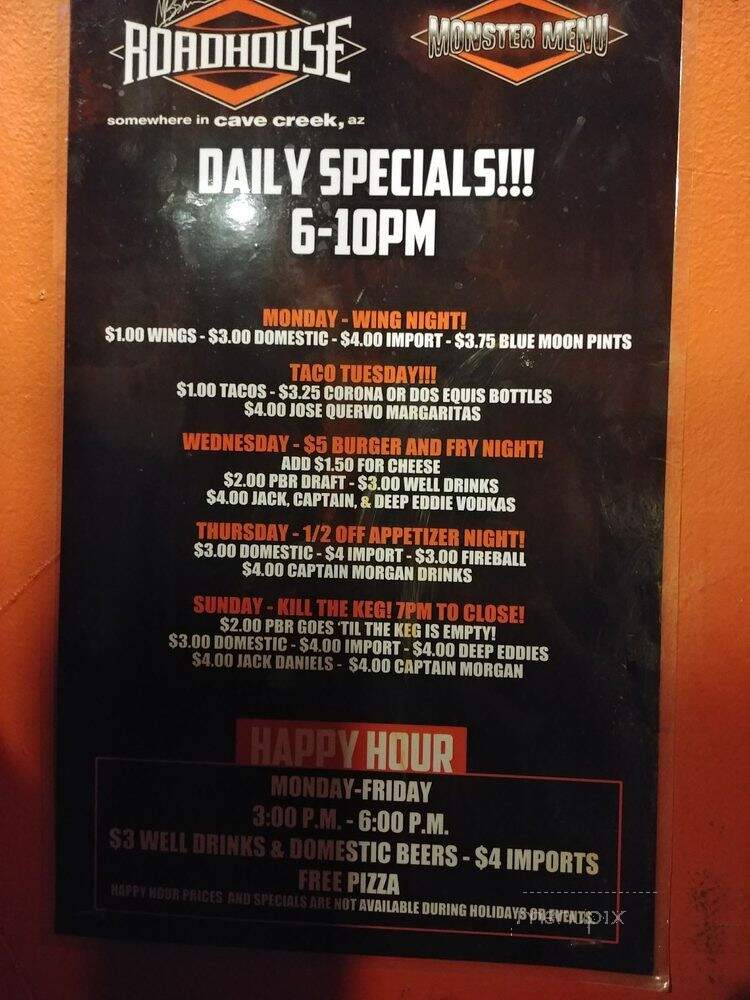 Hideaway - Cave Creek, AZ menu_pic