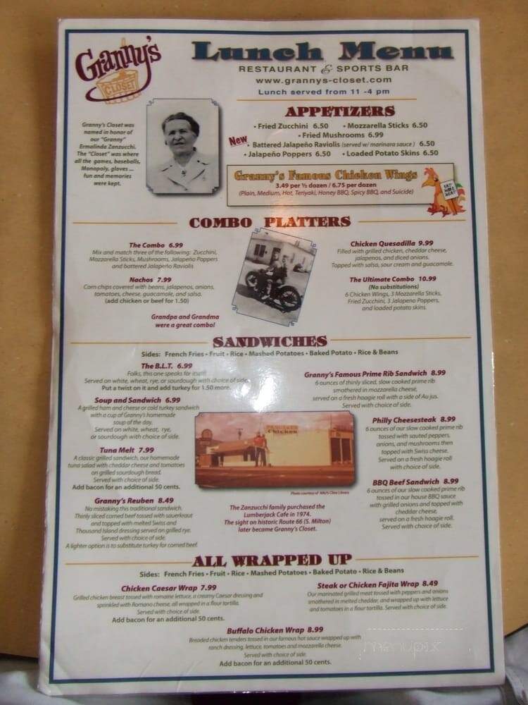 Granny's Closet - Flagstaff, AZ menu_pic