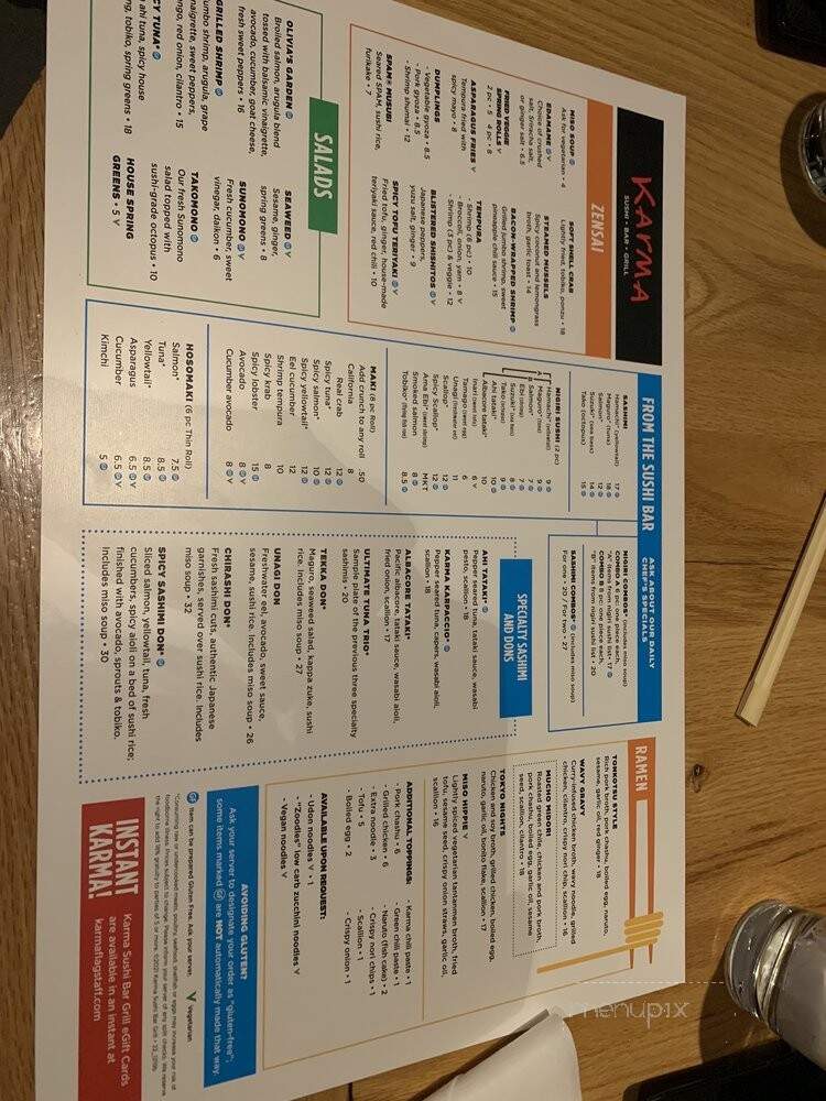 Karma Sushi Bar & Grill - Flagstaff, AZ menu_pic