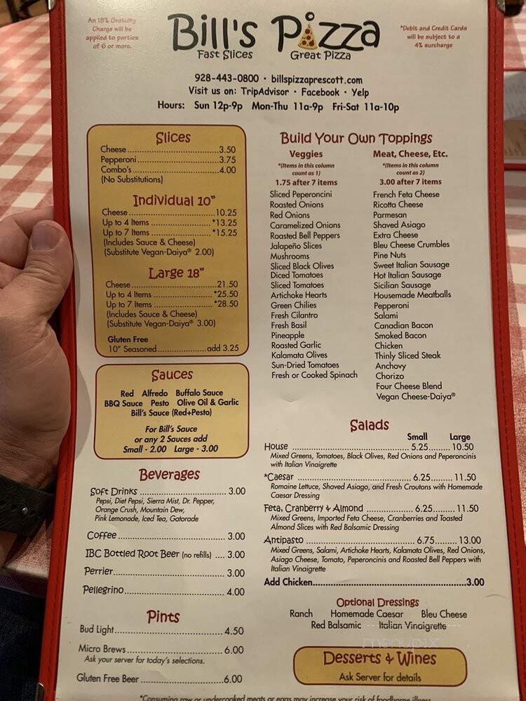 Bill's Place - Prescott, AZ menu_pic