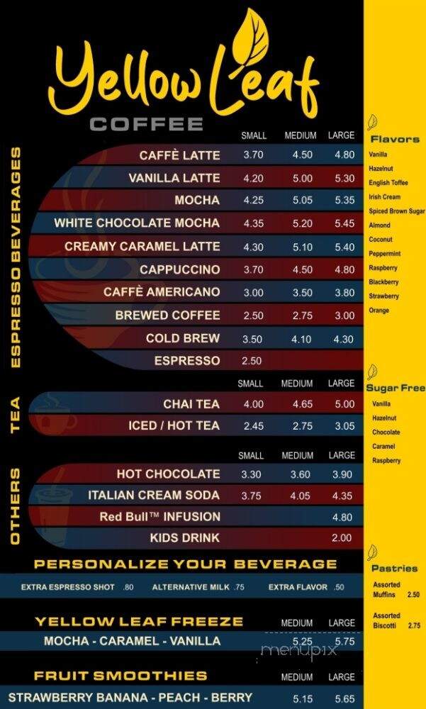 Yellow Leaf Coffee - Prescott Valley, AZ menu_pic