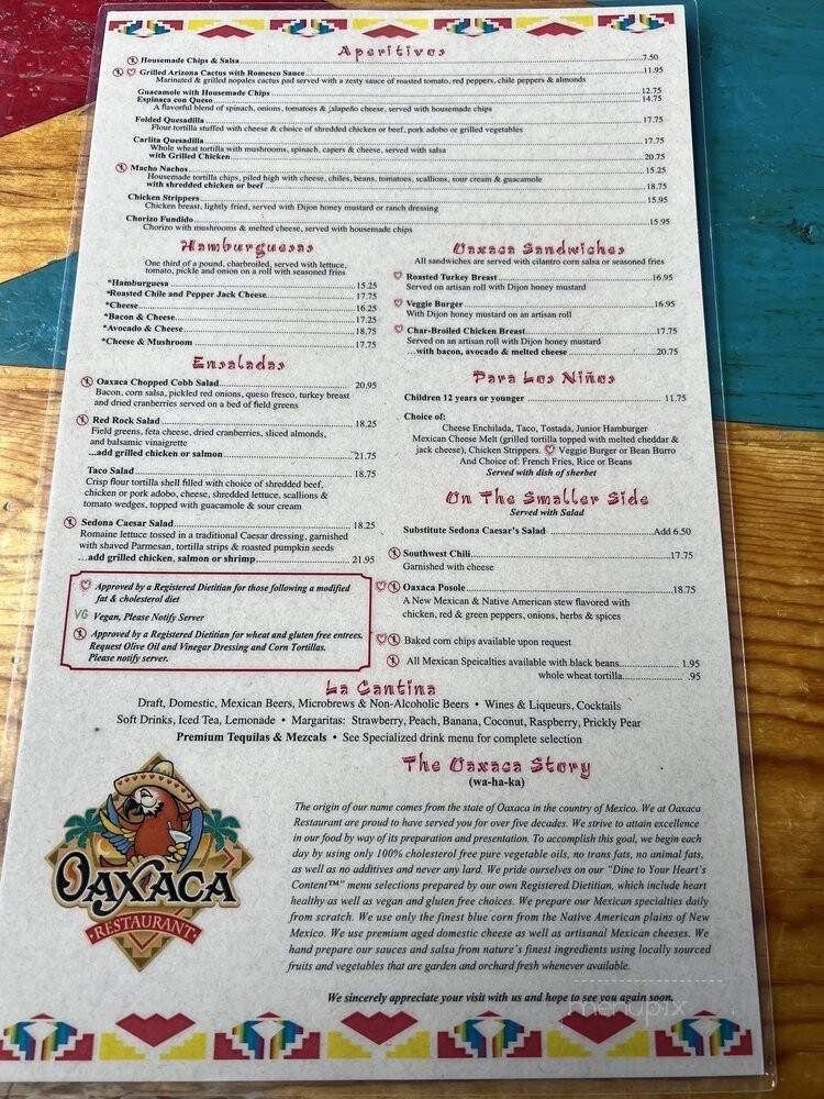 Oaxaca Restaurante & Cantina - Sedona, AZ menu_pic