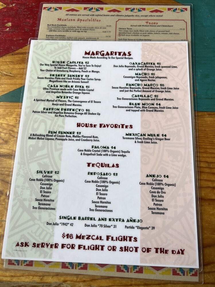 Oaxaca Restaurante & Cantina - Sedona, AZ menu_pic