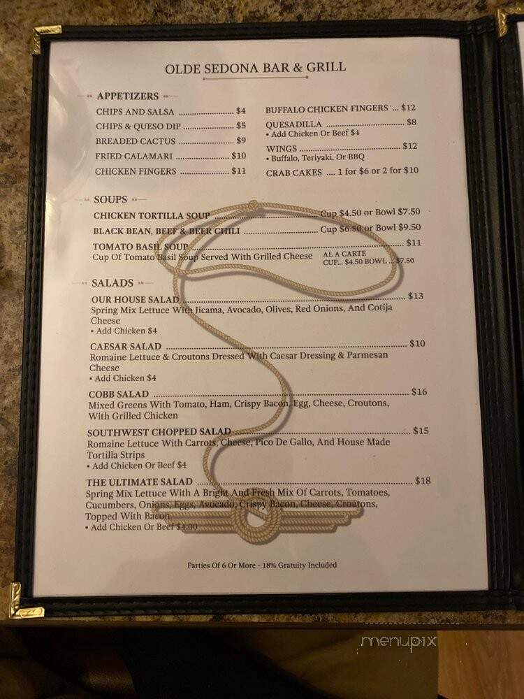 Olde Sedona - Sedona, AZ menu_pic