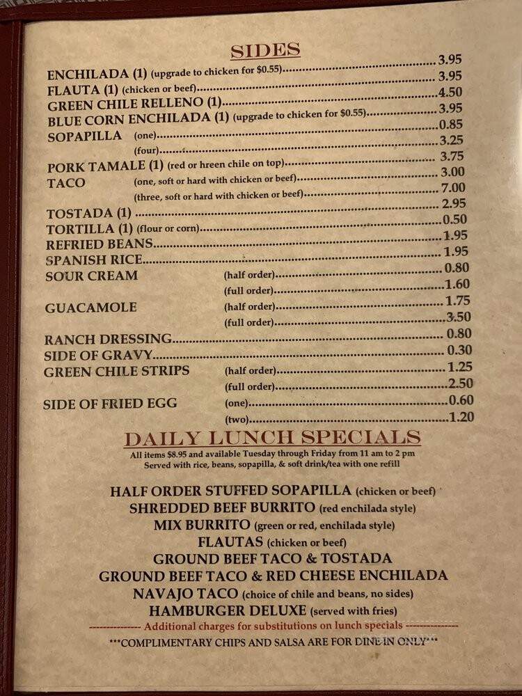 Casa Blanca Cafe - Winslow, AZ menu_pic