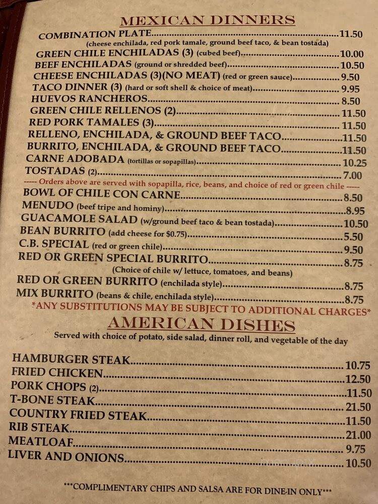 Casa Blanca Cafe - Winslow, AZ menu_pic