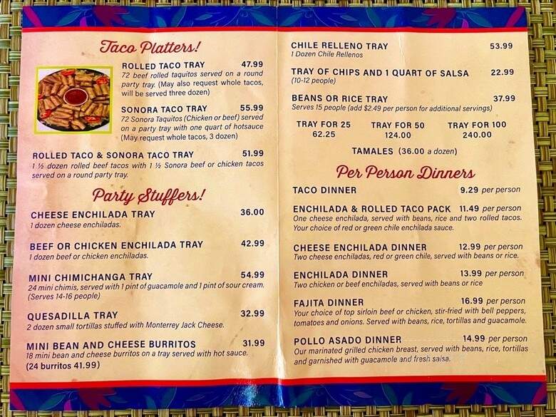 El Charro Cafe - Yuma, AZ menu_pic