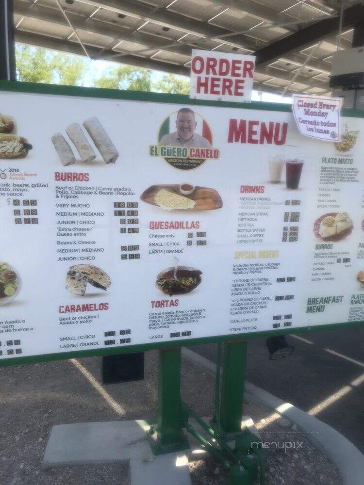El Guero Canelo - Tucson, AZ menu_pic