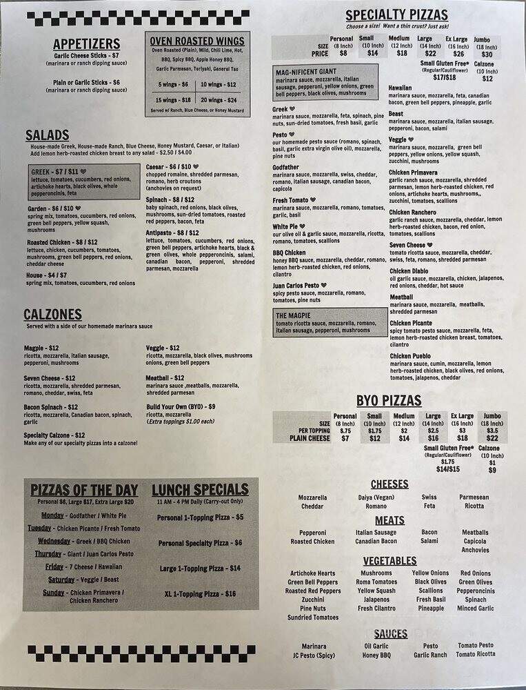 Magpies Gourmet Pizza - Tucson, AZ menu_pic