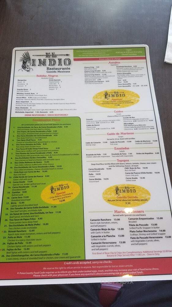 Betitos Mexican Food - Tucson, AZ menu_pic