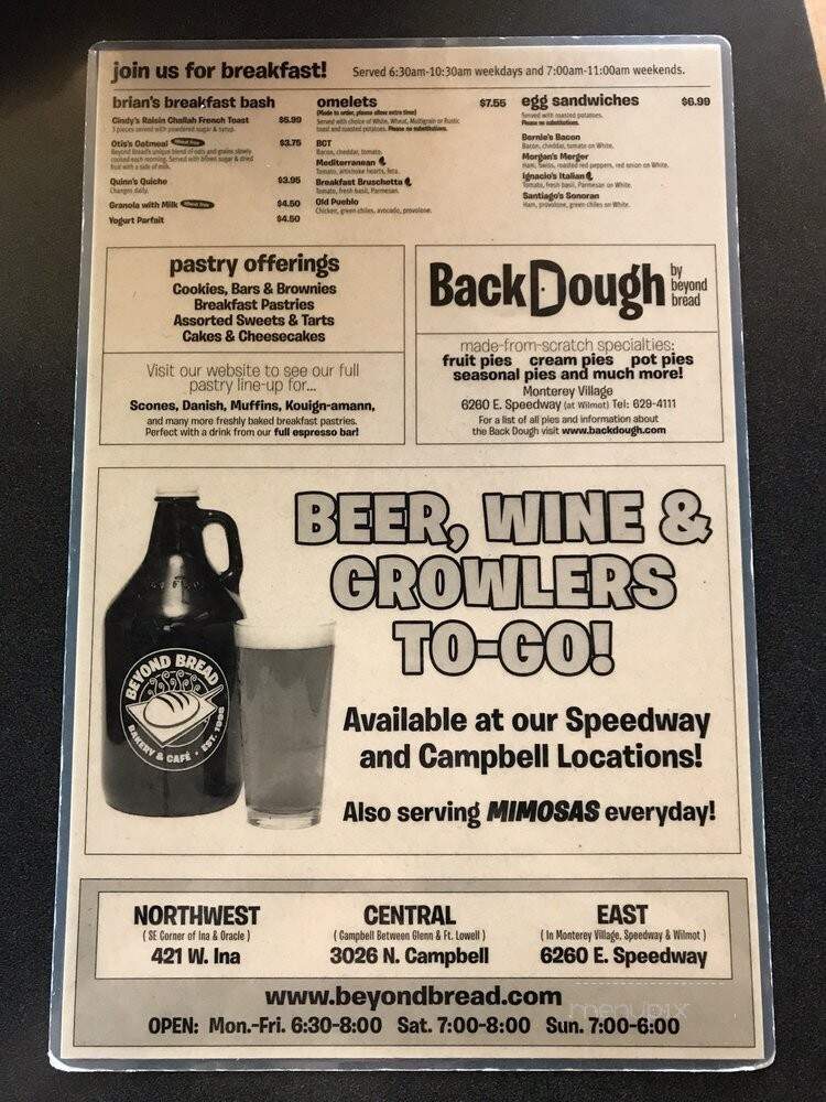 Beyond Bread - Tucson, AZ menu_pic
