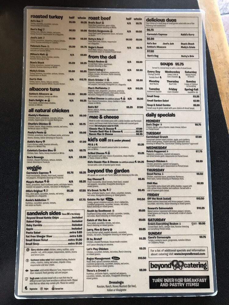 Beyond Bread - Tucson, AZ menu_pic