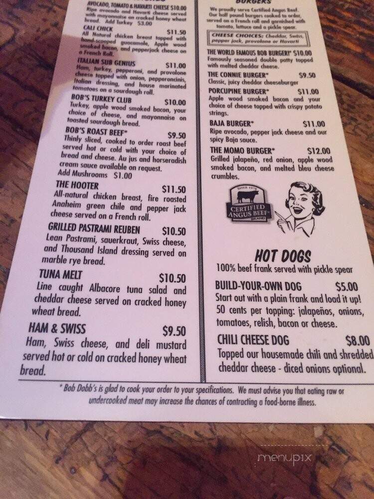 Bob Dobb's Bar & Grill - Tucson, AZ menu_pic