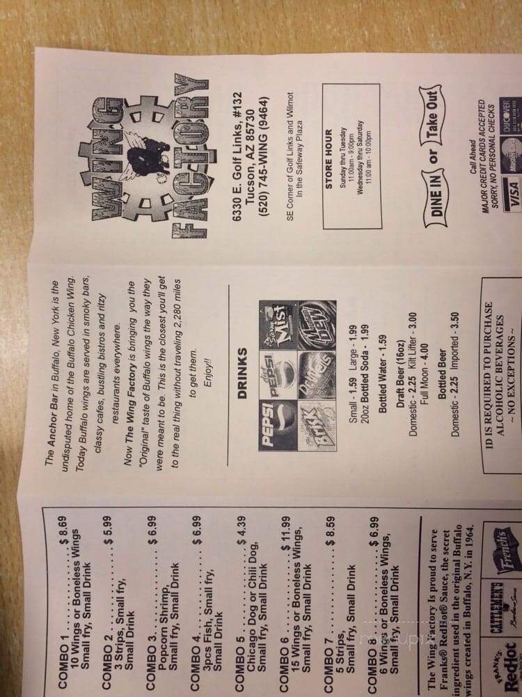 Wing Factory - Tucson, AZ menu_pic