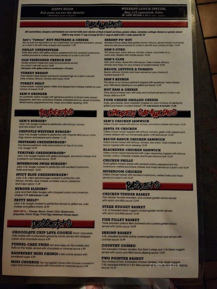 Famous Sam's Sports Grill - Tucson, AZ menu_pic