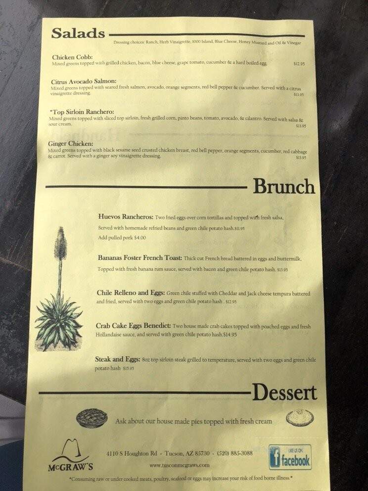 Tucson McGraw's - Tucson, AZ menu_pic