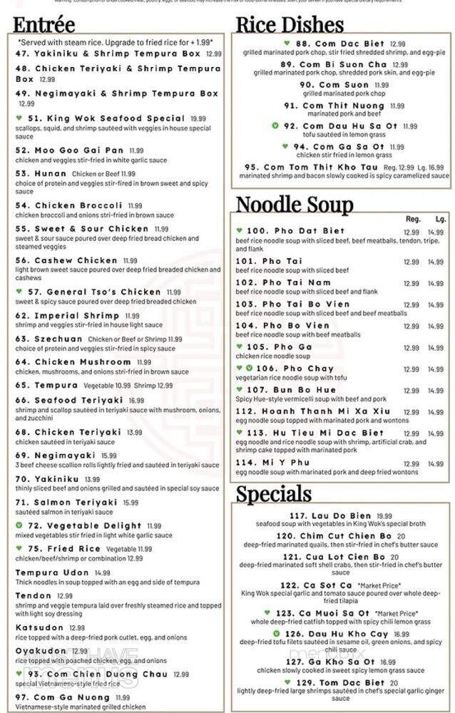 Saigon Market & Restaurant - Indianapolis, IN menu_pic
