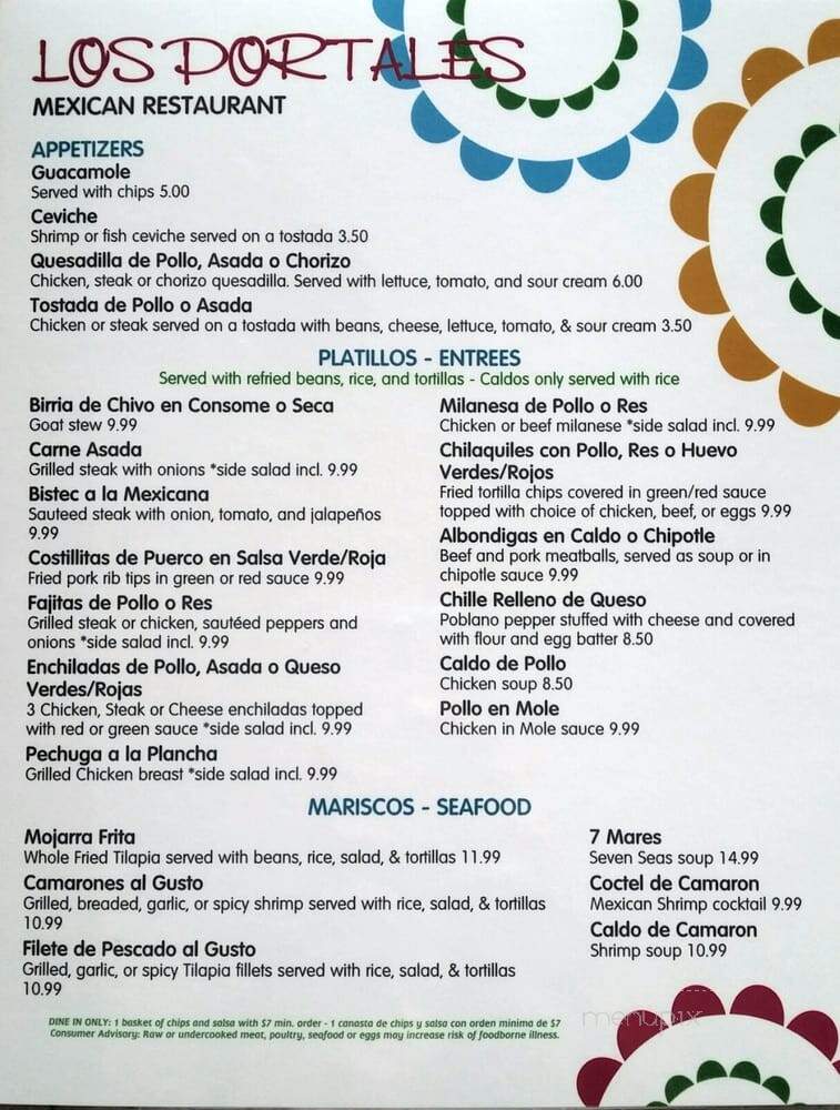 Los Porpales Restaurant - Indianapolis, IN menu_pic