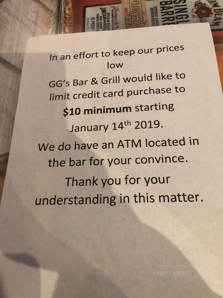Gg's Bar & Grill - Indianapolis, IN menu_pic