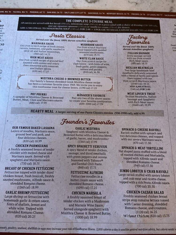 Old Spaghetti Factory - Indianapolis, IN menu_pic