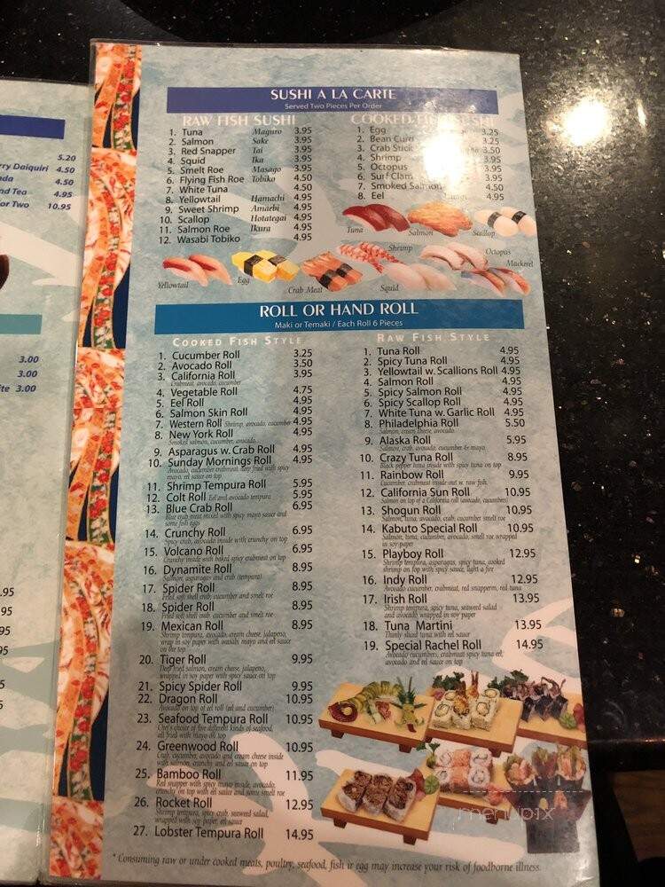 Kabuto Japanese Steak House - Indianapolis, IN menu_pic