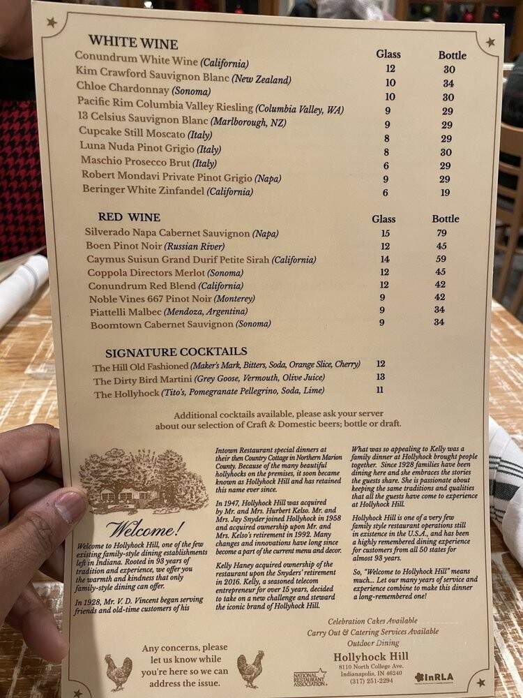 Hollyhock Hill - Indianapolis, IN menu_pic