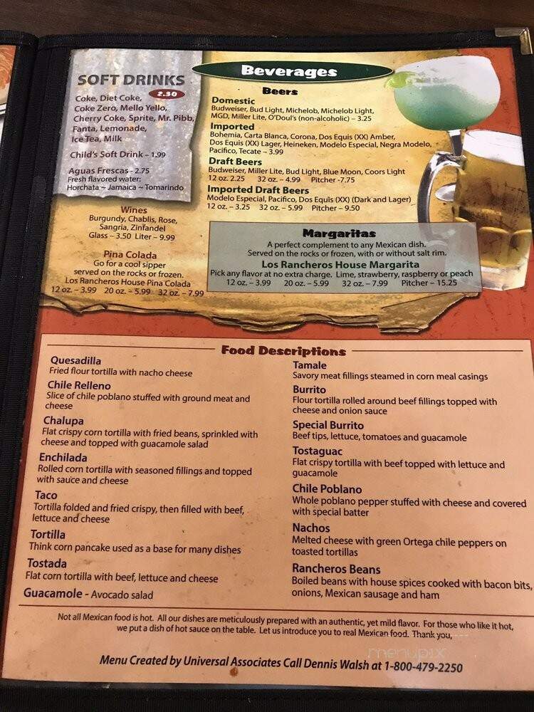Los Rancheros - Indianapolis, IN menu_pic