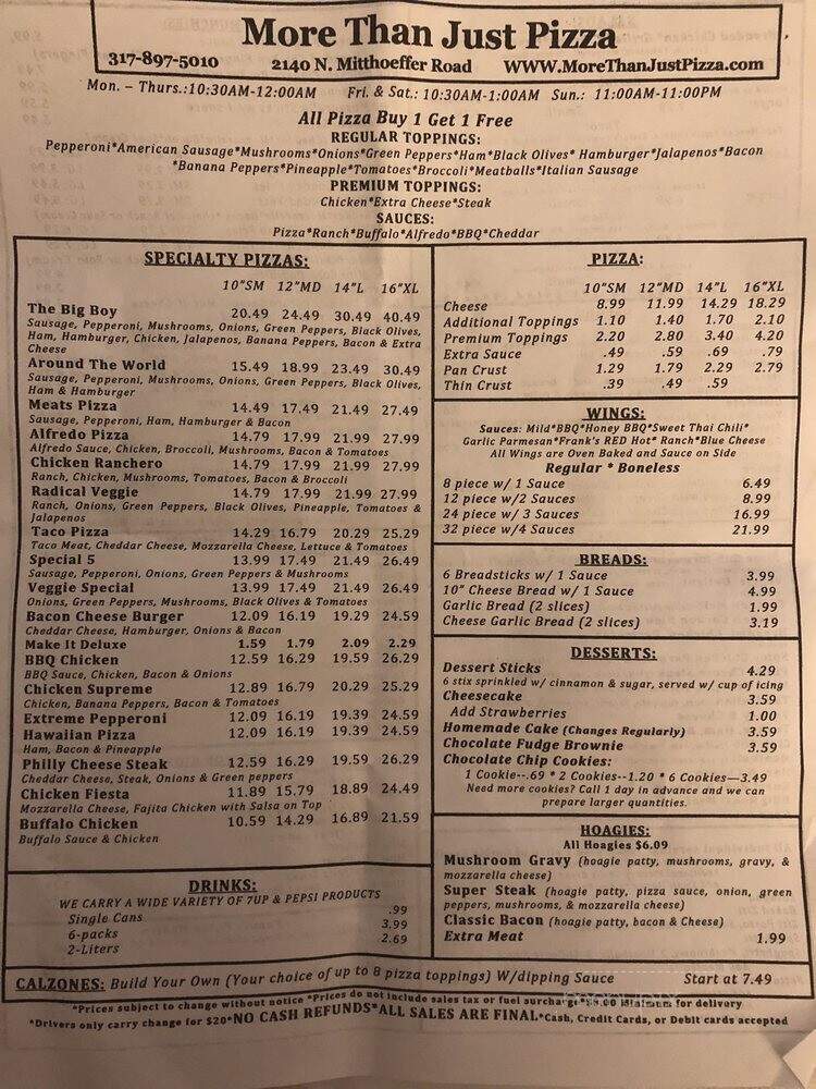 Just Pizza - Indianapolis, IN menu_pic