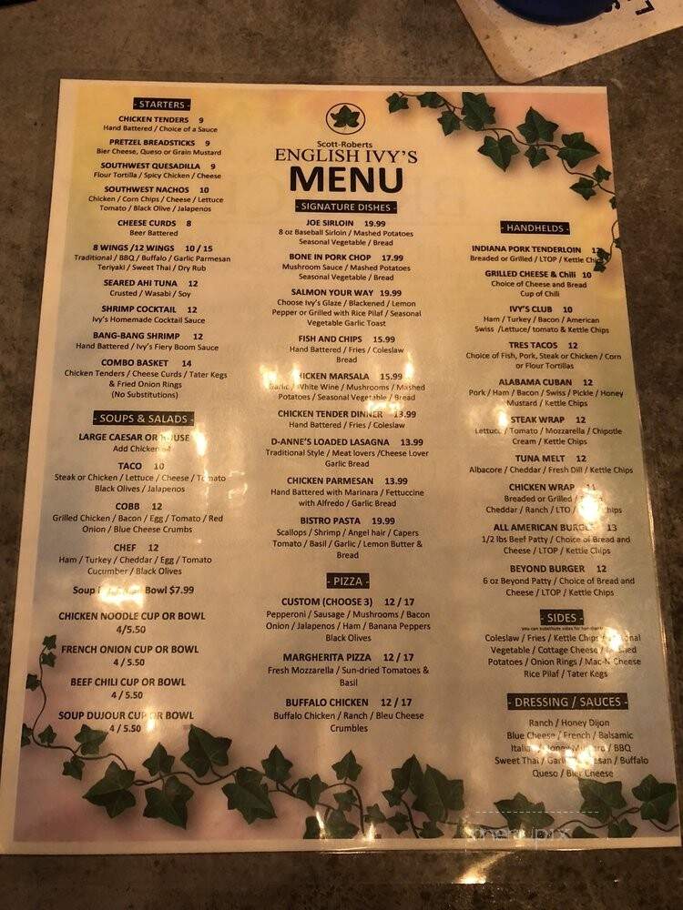 English Ivy's - Indianapolis, IN menu_pic
