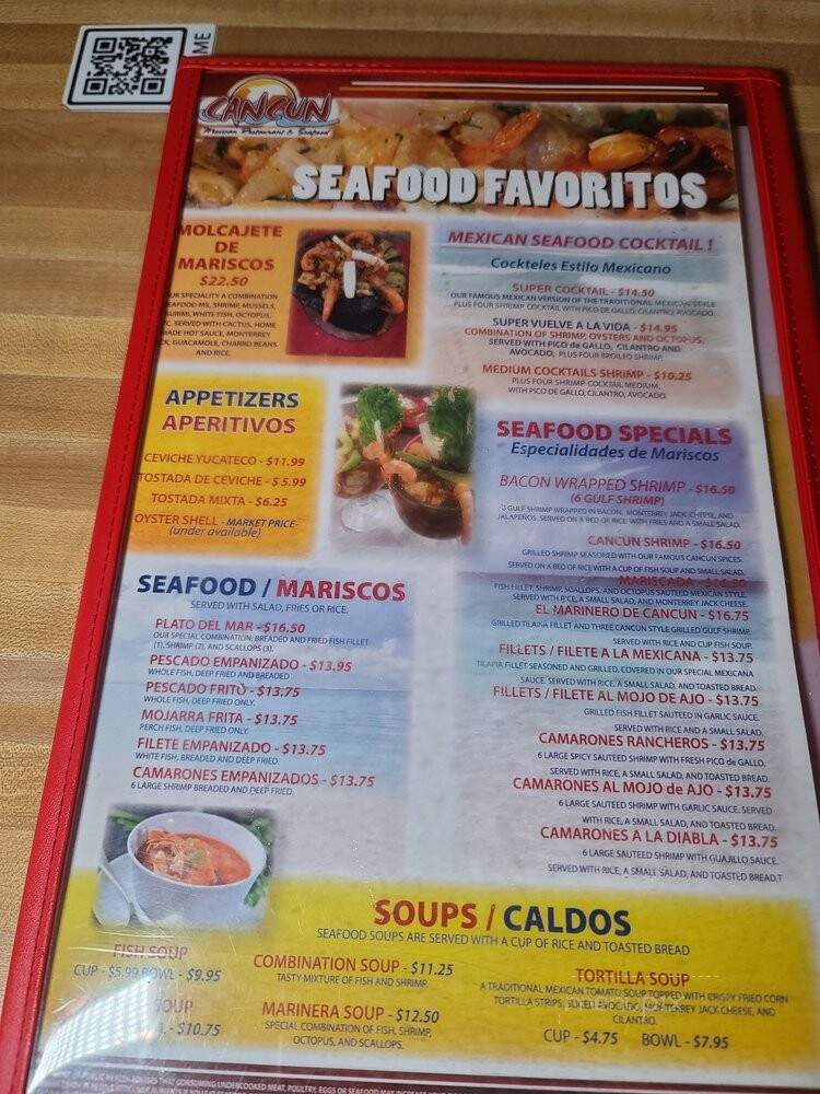 Cancun Mexican Restaurant - Fort Worth, TX menu_pic