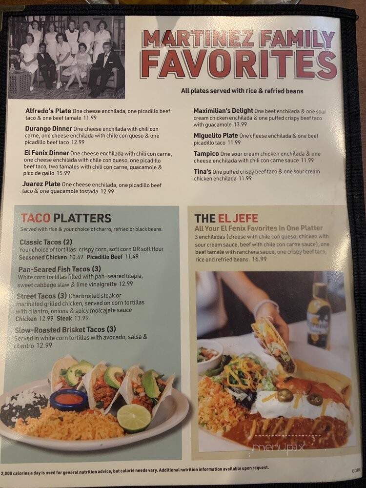 El Fenix Famous Mexican Restaurant - Fort Worth, TX menu_pic