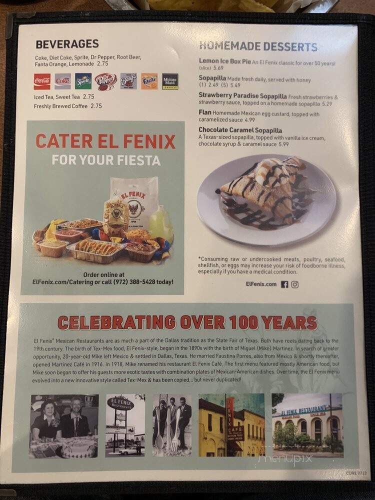El Fenix Famous Mexican Restaurant - Fort Worth, TX menu_pic