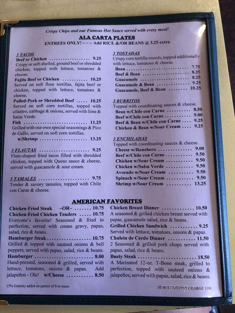 Arizola's Mexican Restaurant - Fort Worth, TX menu_pic