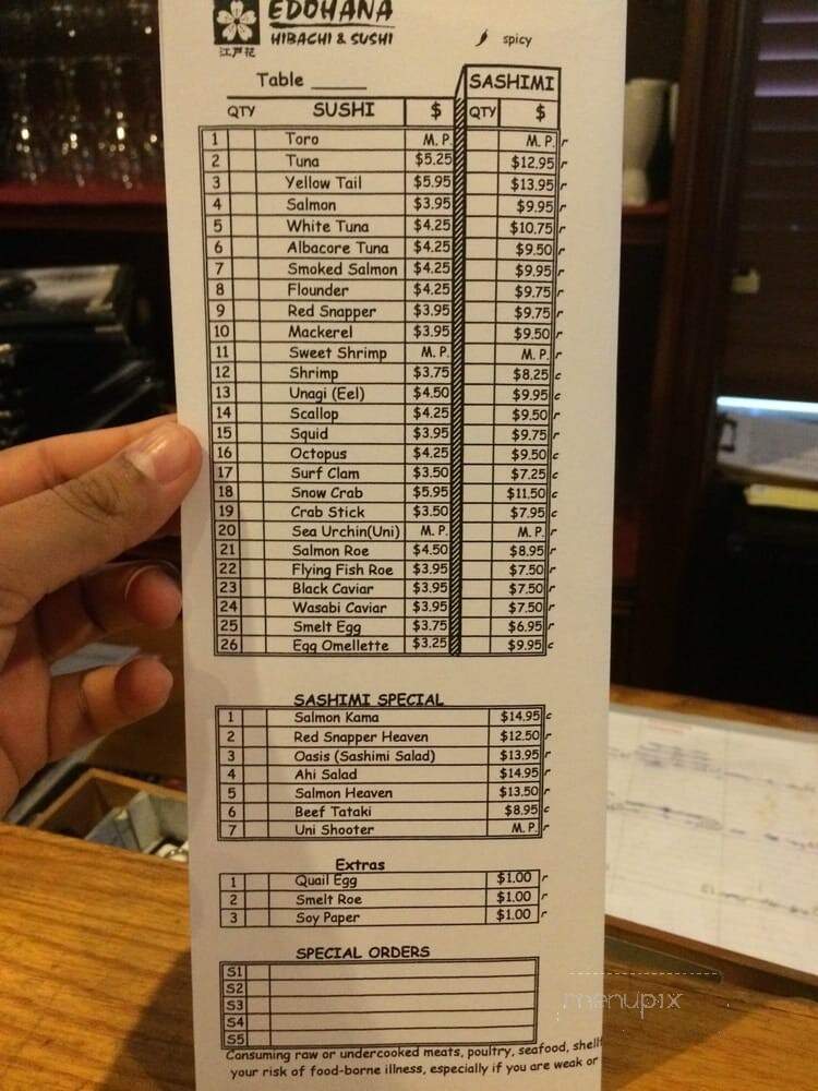 Edohana Hibachi Sushi - Fort Worth, TX menu_pic