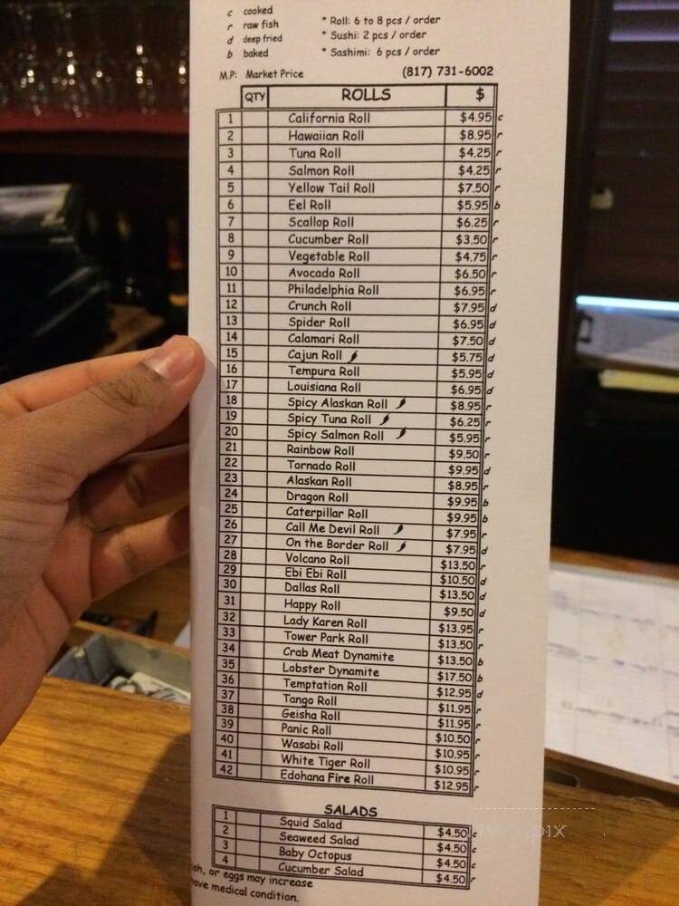Edohana Hibachi Sushi - Fort Worth, TX menu_pic