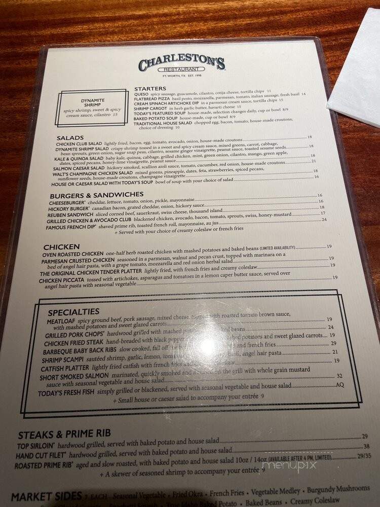 Charleston's - Fort Worth, TX menu_pic