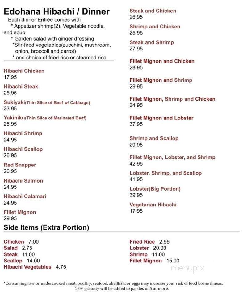 Edohana Sushi - Fort Worth, TX menu_pic