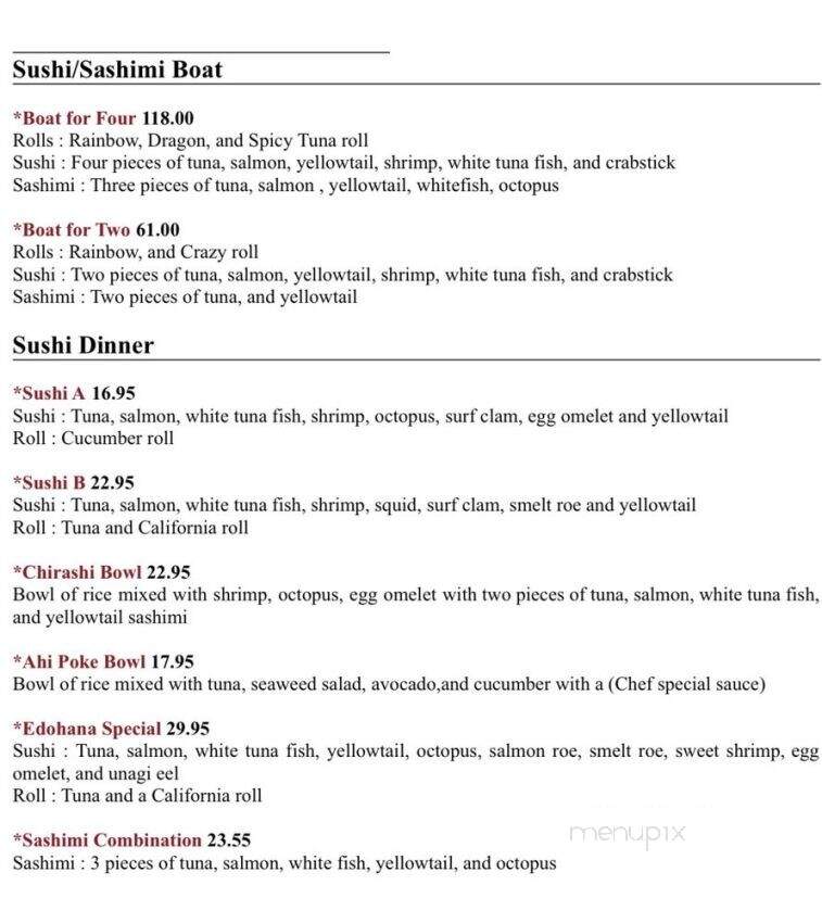 Edohana Sushi - Fort Worth, TX menu_pic